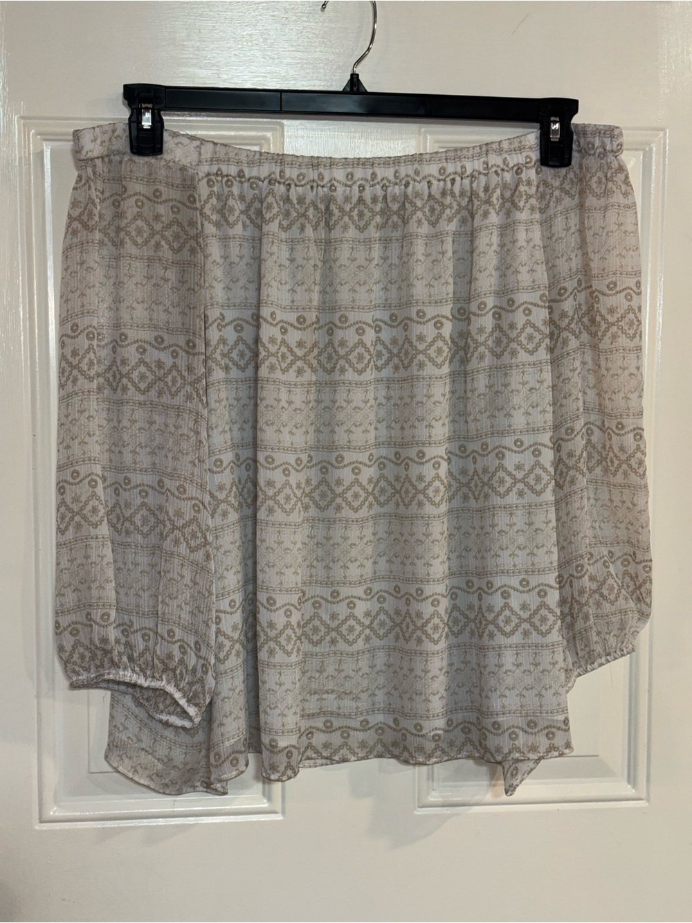 Cato Beige and Cream Off-Shoulder Patterned Blouse